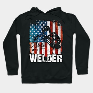 Welder American Flag Grunge Distressed Hoodie